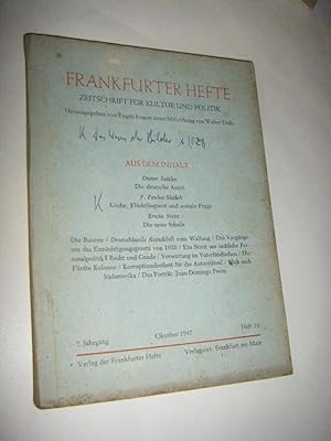 Frankfurter Hefte. Zeitschrift für Kultur und Politik. Heft 10, Oktober 1947, 2. Jahrgang