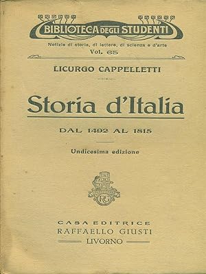 Bild des Verkufers fr Storia d'Italia dal 1492 al 1815 zum Verkauf von Librodifaccia