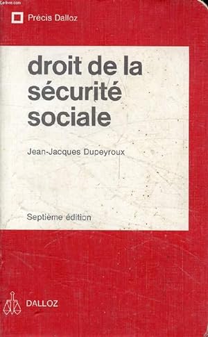 Imagen del vendedor de DROIT DE LA SECURITE SOCIALE a la venta por Le-Livre
