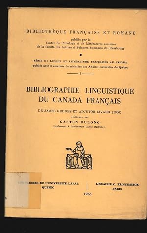 Bild des Verkufers fr Bibliographie linguistique du Canada francais. zum Verkauf von Antiquariat Bookfarm