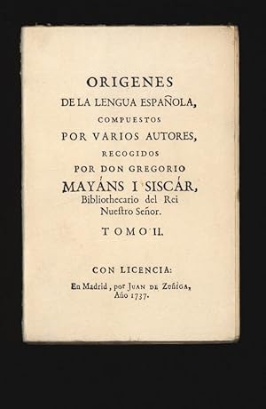 Imagen del vendedor de Origenes de la lengua espanola. Tomo II. a la venta por Antiquariat Bookfarm