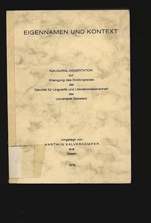 Immagine del venditore per Eigennamen und Kontext. Inaugural-Dissertation. venduto da Antiquariat Bookfarm