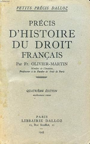 Imagen del vendedor de PRECIS D'HISTOIRE DU DROIT FRANCAIS a la venta por Le-Livre