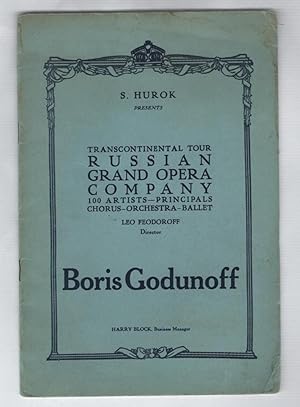 Seller image for Boris Godunoff: Opera in Three Acts (Transcontinental Tour Russian Grand Opera Company 100 Artists, Principals, Chorus, Orchestra, Ballet) for sale by Recycled Books & Music