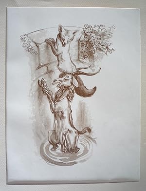 Image du vendeur pour Illustration d'Andr Pec : Le Renard et le bouc mis en vente par Abraxas-libris