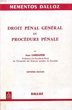 Seller image for DROIT PENAL GENERAL ET PROCEDURE PENALE for sale by Le-Livre
