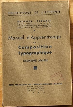 Manuel d'apprentissage de composition typographique - Deuxième année