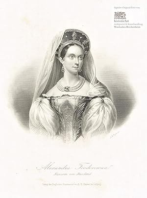 Alexandra Feodorowna. Kaiserin von Russland. Brustbild mit Kopfschmuck und Perlenkette en face. O...