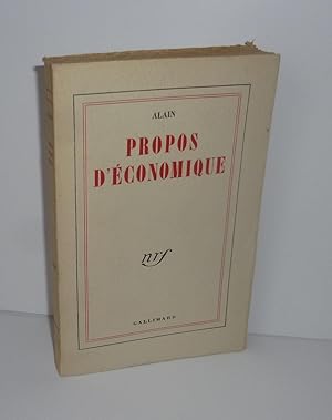 Bild des Verkufers fr Propos d'conomique. Paris. NRF - Gallimard. 1953. zum Verkauf von Mesnard - Comptoir du Livre Ancien