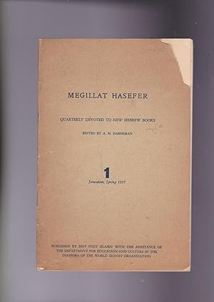 Bild des Verkufers fr Megilat Ha-Sefer 1/ Megillat hasefer, quarterly devoted to Hebrew books 1. Jerusalem, Spring 1957 zum Verkauf von Meir Turner