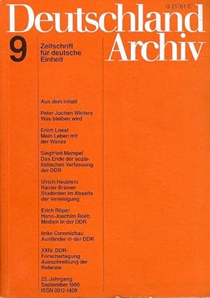 Deutschland Archiv. Zeitschrift für Fragen der DDR und der Deutschlandpolitik. 24. Jahrgang 1990 ...