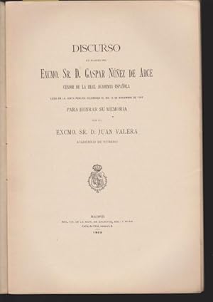 Imagen del vendedor de DISCURSO EN ELOGIO DEL EXCMO. SR. D. GASPAR NUEZ DE ARCE CENSOR DE LA REAL ACADEMIA ESPAOLA a la venta por LIBRERIA TORMOS