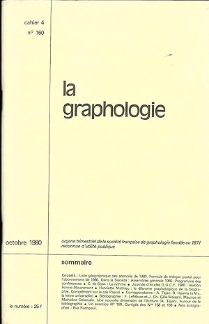 Imagen del vendedor de La graphologie (Cahier 4 de 1980 numro 160) a la venta por LES TEMPS MODERNES