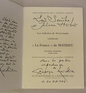 Les Galeries de St-Germain célèbrent "La France" de Mathieu. Oevres annexes 1948-1994. Exposition...
