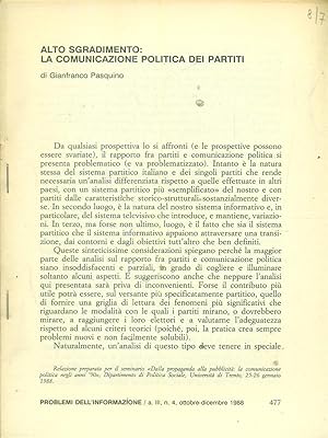 Bild des Verkufers fr alto sgradimento la comunicazione politica dei partiti - estratto zum Verkauf von Librodifaccia