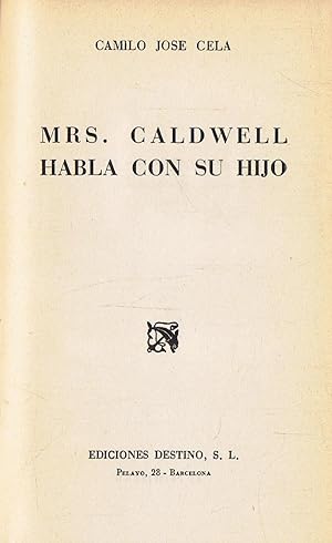 Imagen del vendedor de MRS. CALDWELL HABLA CON SU HIJO. a la venta por Librera Torren de Rueda