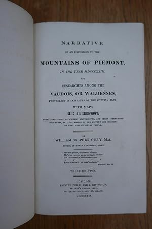 Seller image for Narrative of an Excursion to the Mountains of Piemont, in the Year MDCCCXXIII and Researches among the Vaudois, or Waldenses, Protestant Inhabitants of the Cottian Alps. for sale by HALEWOOD : ABA:ILAB : Booksellers :1867