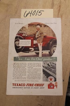 Image du vendeur pour 1934 Texaco Ad, Gar Wood World Champion Racer mis en vente par Princeton Antiques Bookshop