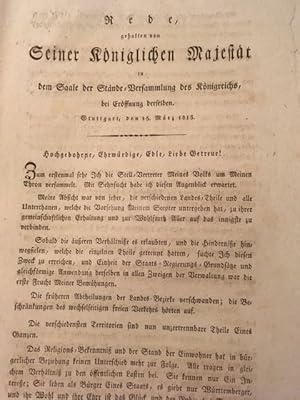 Seller image for Rede, gehalten in dem Saale der Stnde-Versammlung des Knigreichs, bei Erffnung derselben. for sale by Antiquariat  J.J. Heckenhauer e.K., ILAB