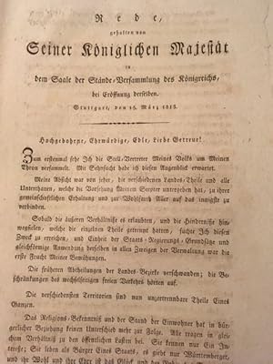 Imagen del vendedor de Rede, gehalten in dem Saale der Stnde-Versammlung des Knigreichs, bei Erffnung derselben. a la venta por Antiquariat  J.J. Heckenhauer e.K., ILAB