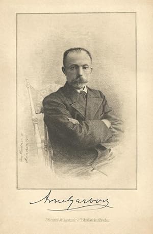 Garborg, Arne Halbporträt. Radierung von Johann Lindner, München 1901, mit faksimilierter Untersc...