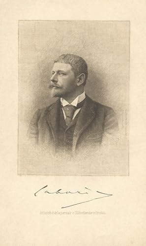 Labori, Fernand Gustave Gaston: Halbporträt. Radierung von Johann Lindner, München 1899, mit faks...