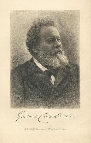 Carducci, Giosuè: Halbporträt. Radierung von Johann Lindner, München 1890, mit faksimilierter Unt...