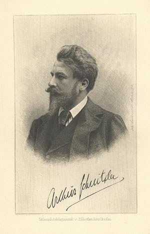 Schnitzler, Arthur Halbporträt. Radierung von Johann Lindner, München 1898, mit faksimilierter Un...