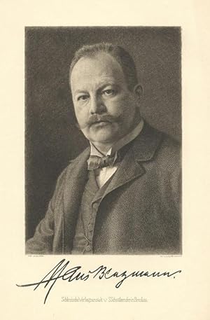 Benzmann, Hans: Halbporträt. Radierung von Johann Lindner, München 1905, mit faksimilierter Unter...