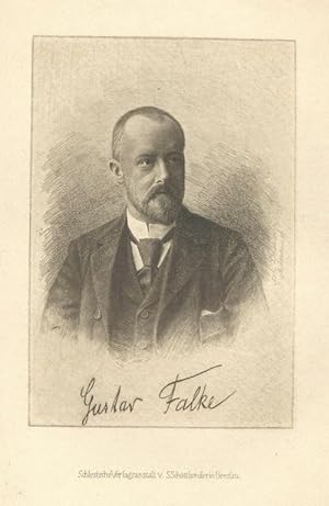 Falke, Gustav: Halbporträt. Radierung von Johann Lindner, München 1897, mit faksimilierter Unters...
