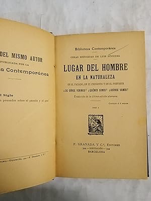 Imagen del vendedor de Lugar del hombre en la naturaleza (En el pasado, en el presente y en el porvenir. De donde venimos? Quienes somos? A donde vamos?) a la venta por Gibbon Libreria