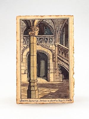 Carte Postale peinte [ aquarelle ] : Saint-Quentin - Vestibule de l'Hôtel de Ville [ The Comité d...