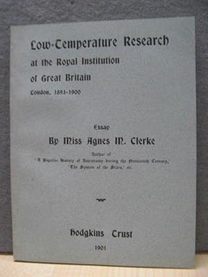 Bild des Verkufers fr Low-Temperature Research at the Royal Institution of Great Britain, London, 1893 - 1900 zum Verkauf von PsychoBabel & Skoob Books