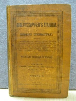 Bild des Verkufers fr Appendix to the Bibliographer's Manual of English Literature zum Verkauf von PsychoBabel & Skoob Books