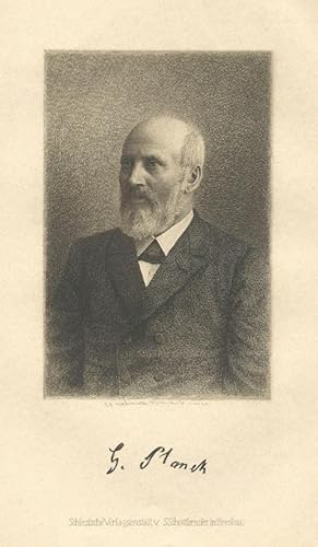 Planck, Gottlieb Halbporträt. Radierung von Johann Lindner, München 1897, mit faksimilierter Unte...