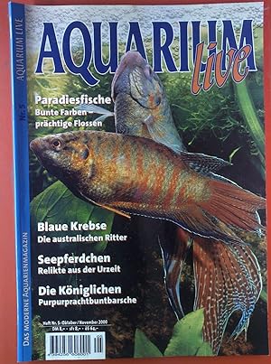 Bild des Verkufers fr Aquarium live, das moderne Aquarienmagazin. Nr. 5 / 2000. Paradiesfische. Bunte Farben - prchtige Flossen; Blaue Krebse. Die australischen Ritter; etc. zum Verkauf von biblion2