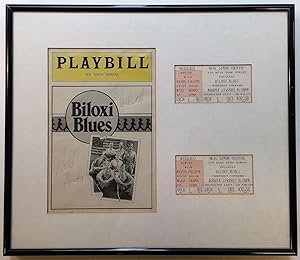 Framed Signed Playbill with two ticket stubs for "Biloxi Blues"