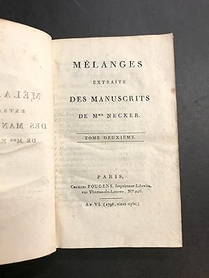 Mélanges extraits des manuscrits de Mme. Necker. Tome deuxième [seul].