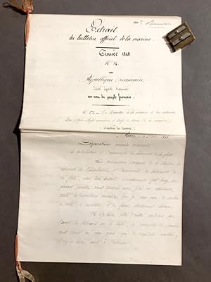 [Marine]. Extrait du bulletin officiel de la marine. Année 1848. N°24. [Copie manuscrite].