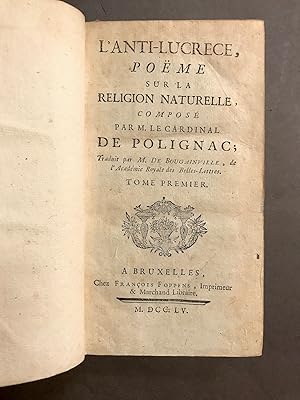 Seller image for L'Anti-Lucrce, pome sur la religion naturelle. Traduit par M. de Bougainville. for sale by Librairie Devaux