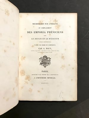Recherches sur l'origine et l'emplacement des emporia phéniciens dans le Zeugis et le Byzacium (A...