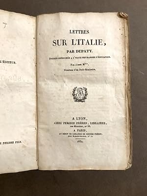 Lettres sur l'Italie. Edition retouchée à l'usage des maisons d'éducation.