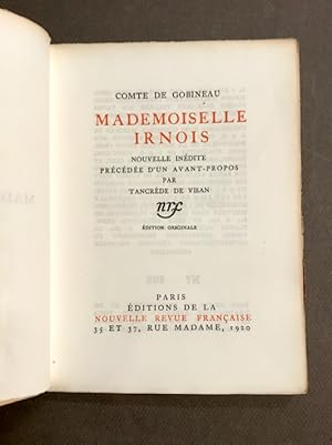 Mademoiselle Irnois. Nouvelle inédite précédée d'un avant-propos par Tancrède de Visan.