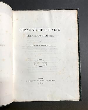 Suzanne et l'Italie,. Lettres familières.