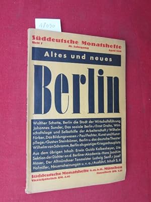 Bild des Verkufers fr Altes und neues Berlin. Sddeutsche Monatshefte. 28. Jahrgang. Heft 7. April 1931 zum Verkauf von Versandantiquariat buch-im-speicher