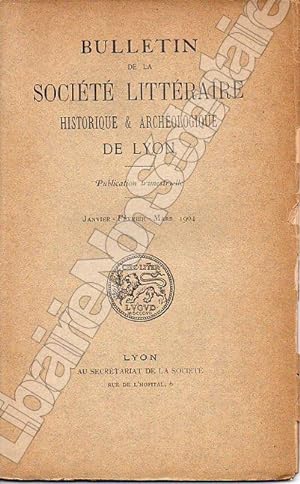 Imagen del vendedor de Bulletin de La Socit Littraire Historique et Archologique DE LYON anne 1904* ( Complte ) a la venta por ARTLINK