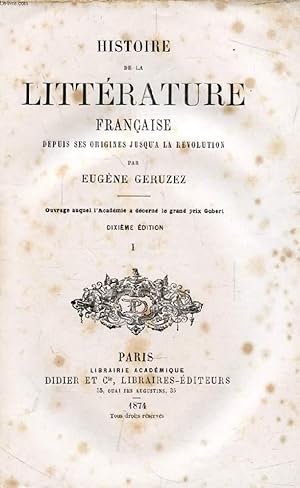 Bild des Verkufers fr HISTOIRE DE LA LITTERATURE FRANCAISE DEPUIS SES ORIGINES JUSQU'A LA REVOLUTION, 2 TOMES zum Verkauf von Le-Livre