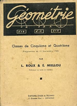 Seller image for GEOMETRIE, CLASSES DE 5e ET 4e for sale by Le-Livre