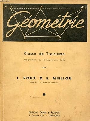 Seller image for GEOMETRIE, CLASSES DE 3e for sale by Le-Livre