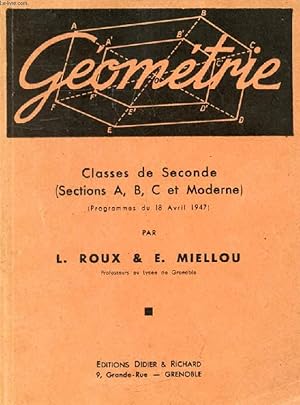 Seller image for GEOMETRIE, CLASSES DE 2de (A, B, C ET MODERNE) for sale by Le-Livre